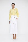 Σταυρωτή φούστα από βαμβακερή ελαστική καμπαρτίνα σε άλφα γραμμή λευκο