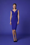 Picture of Feminine fitted dress in crepe stretch ROYAL