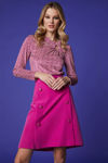 Picture of Flared skirt in elastic crepe with a placket design FUCHIA