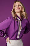 Picture of Blouse in elastic poplin with decorative velvet ribbons MAUVE