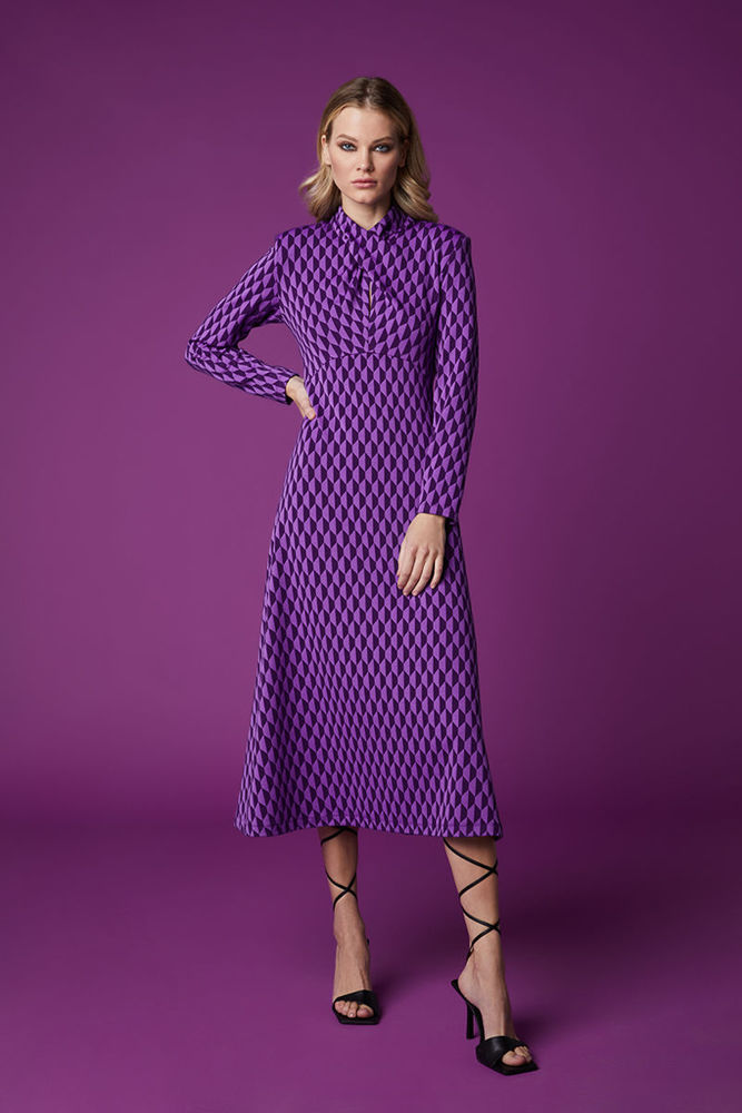 Picture of Midi dress in jacquard knitted fabric MAUVE