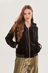Picture of Hooded jacket with gold zipper BLACK