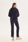 Picture of Straight-leg velor trousers with pockets BLUE