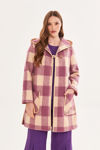Picture of Casual plaid coat in thick velo MAUVE