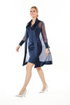 Picture of Women's fitted dress in heavy satin stretch BLUE