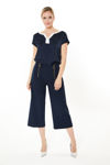 Picture of Navy cropped trousers in crepe stretch BLUE