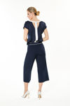 Picture of Navy cropped trousers in crepe stretch BLUE