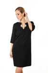Picture of Dress in viscose with hand-embroidered flower BLACK