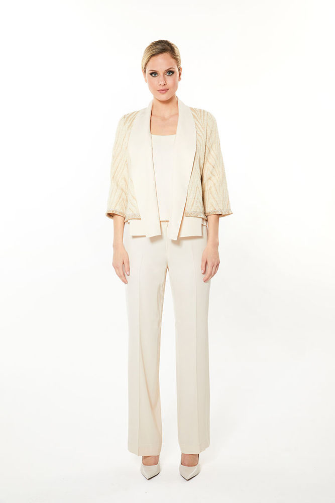 Picture of Exquisite straight-leg, beltless, zip-front trousers VANILIA