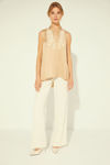Picture of Sleeveless blouse in viscose satin BEIGE