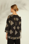 Picture of Cotton blouse with gold geometric embroidery BLACK