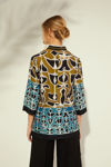 Picture of Viscose printed blouse with decorative grosgrain ribbons MINT