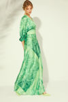Maxi φόρεμα κλος σε εμπριμέ με κόψιμο ζώνης πρασινο