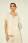 Picture of Linen cool straight-line blouse VANILIA