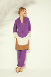 Picture of Linen tunic with curved cuts per color MAUVE