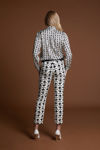 Picture of New trousers in crepe elastic micro print VANILIA