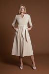 Picture of Unique dress in embossed cotton with leather belt BEIGE