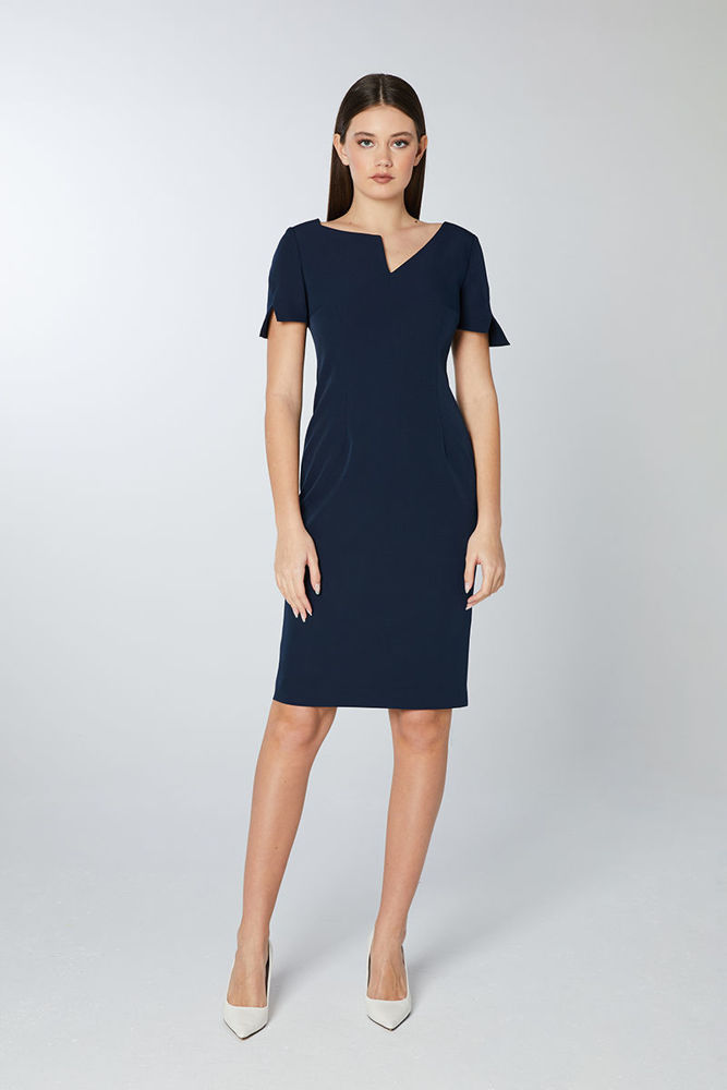 Εικόνα της Νέο ιδιαίτερο φόρεμα στυλιζαρισμένο σε κρεπ ελαστικό μπλε