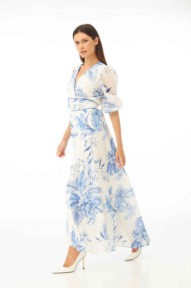 Maxi φόρεμα κλος σε floral print μπλε