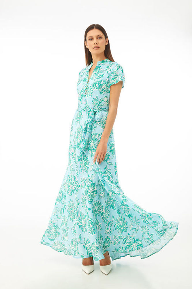 Maxi shirt dress σε floral εμπριμέ πρασινο