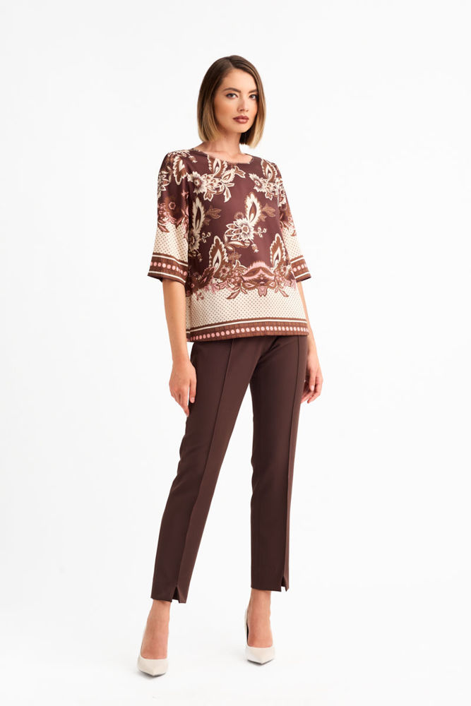 Μπλούζα σε foulard print  καφε