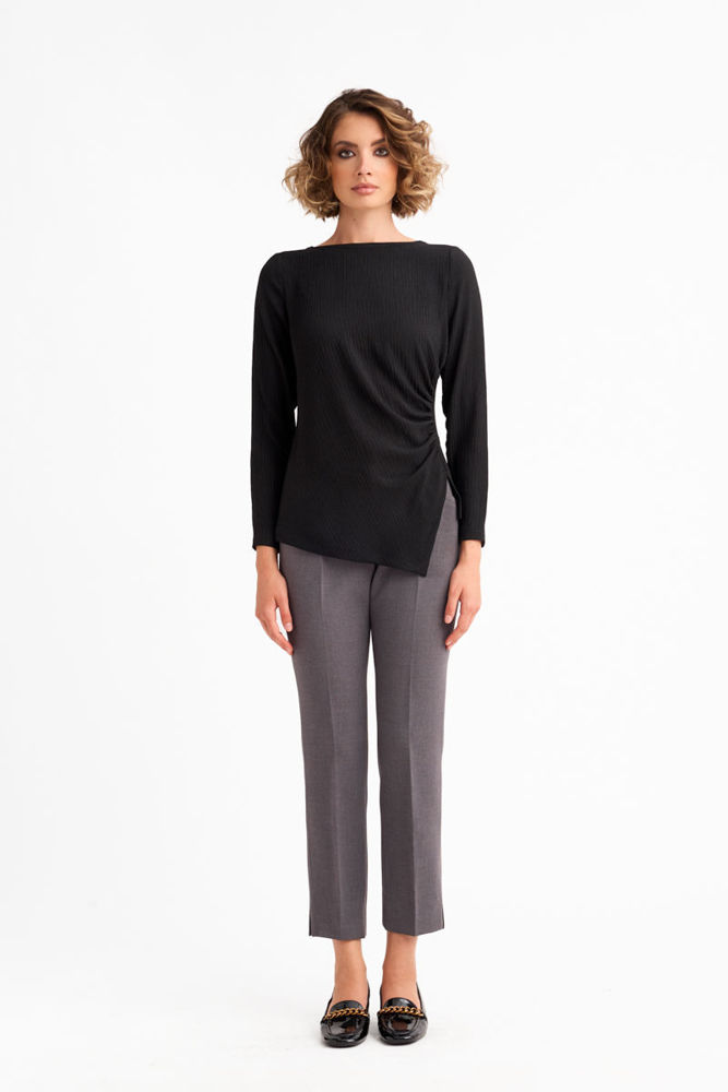 Μπλούζα από Γκοφρέ Ελαστικό Ύφασμα  μαυρο