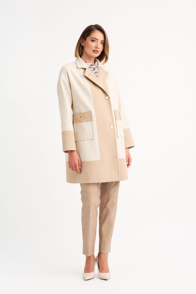 Ημίπαλτο διχρωμίας σε βελούρ ζακάρ βανιλια