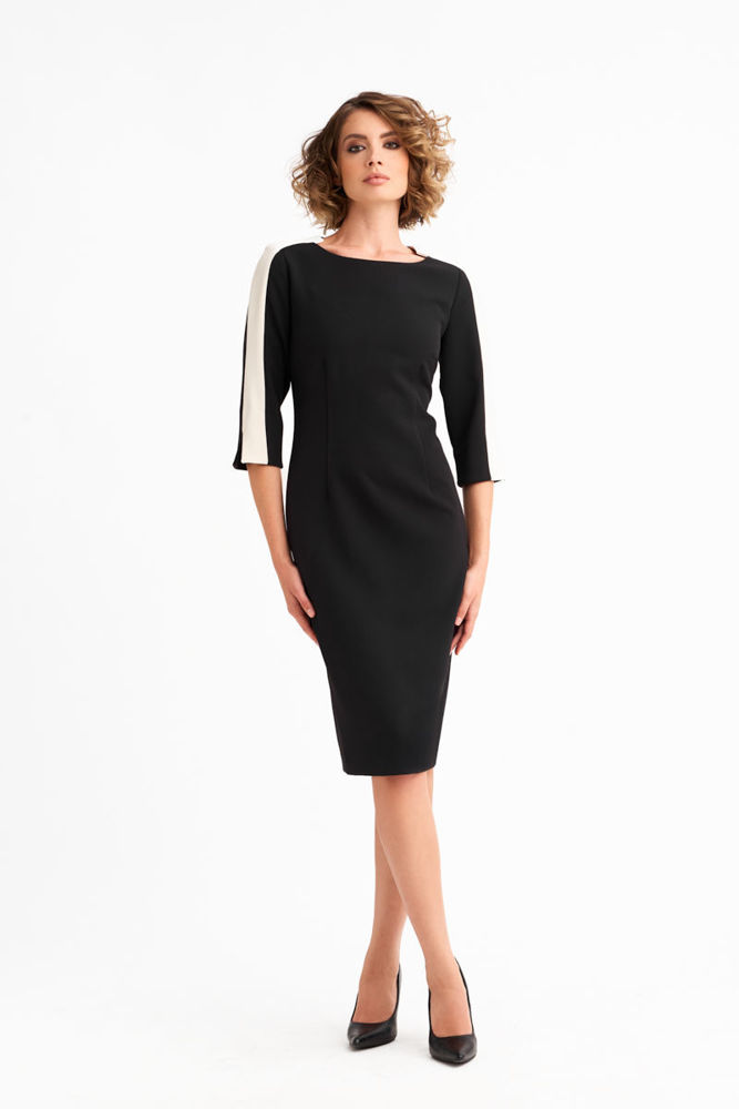 Φόρεμα με φάσα εκρού στο μανίκι μαυρο