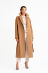 Παλτό με ζώνη σε ύφασμα με μαλλί 021 καμηλο