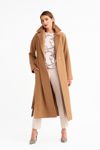Παλτό με ζώνη σε ύφασμα με μαλλί 021 καμηλο