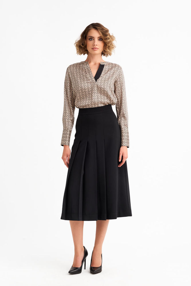 Κομψή μίντι φούστα από άριστης ποιότητας ελαστικό κρεπ με πιέτες  μαυρο