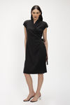Κρουαζέ Φόρεμα από Ελαστικό Tencel με Χρυσή Λεπτομέρεια μαυρο