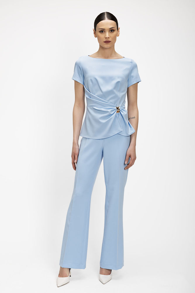 Παντελόνι καμπάνα κρεπ σιελ