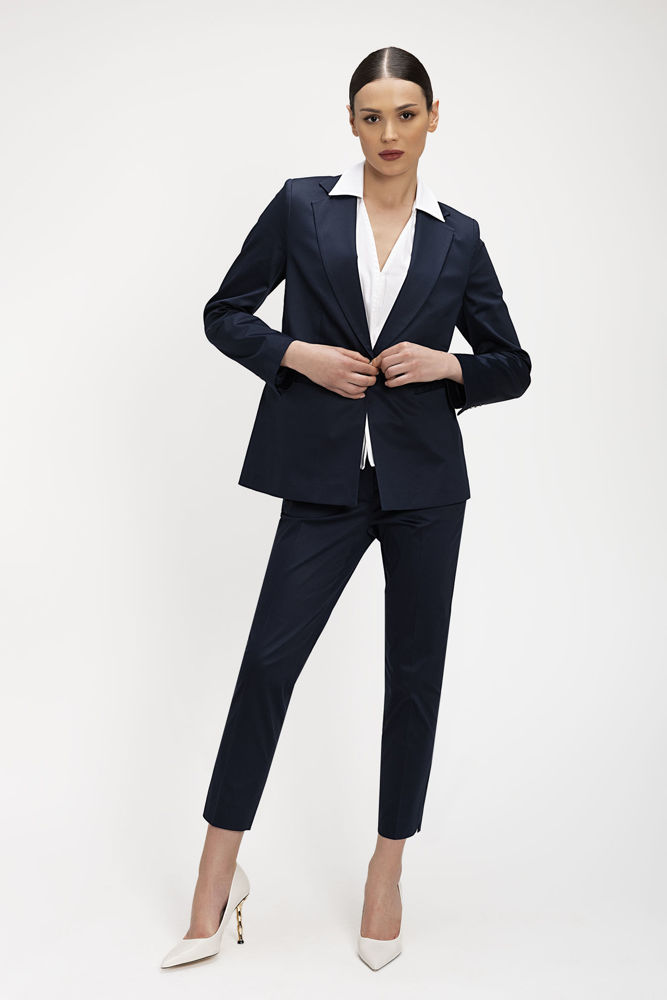 Σακάκι από βαμβακερή καμπαρτίνα μπλε