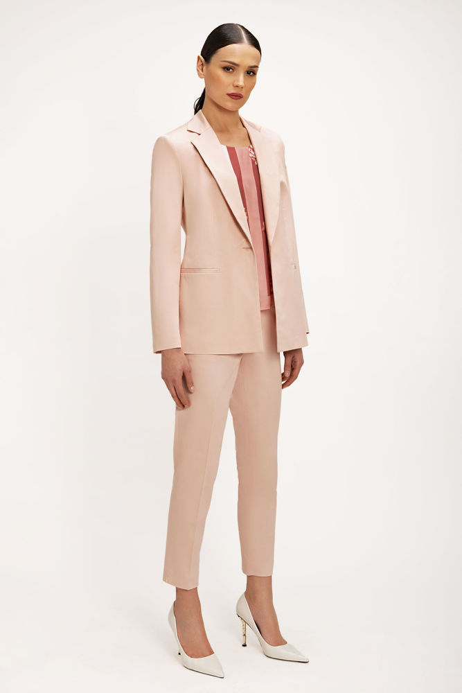 Παντελόνι chinos BELLA P. από βαμβακερή καμπαρτίνα ροζ