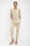 Μπλούζα από σατέν βισκόζη με floral print και διακοσμητική τρέσα  ροζ