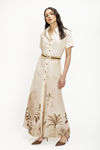 Maxi Shirt Dress από Βαμβακερή Καπαρτίνα με Tropical Print